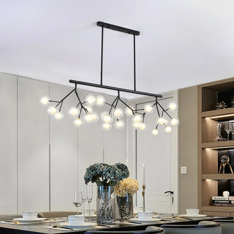 Lámpara de araña DecorBites™ con forma de rama y bola de cristal LED | Iluminación decorativa moderna con diseño de luciérnagas