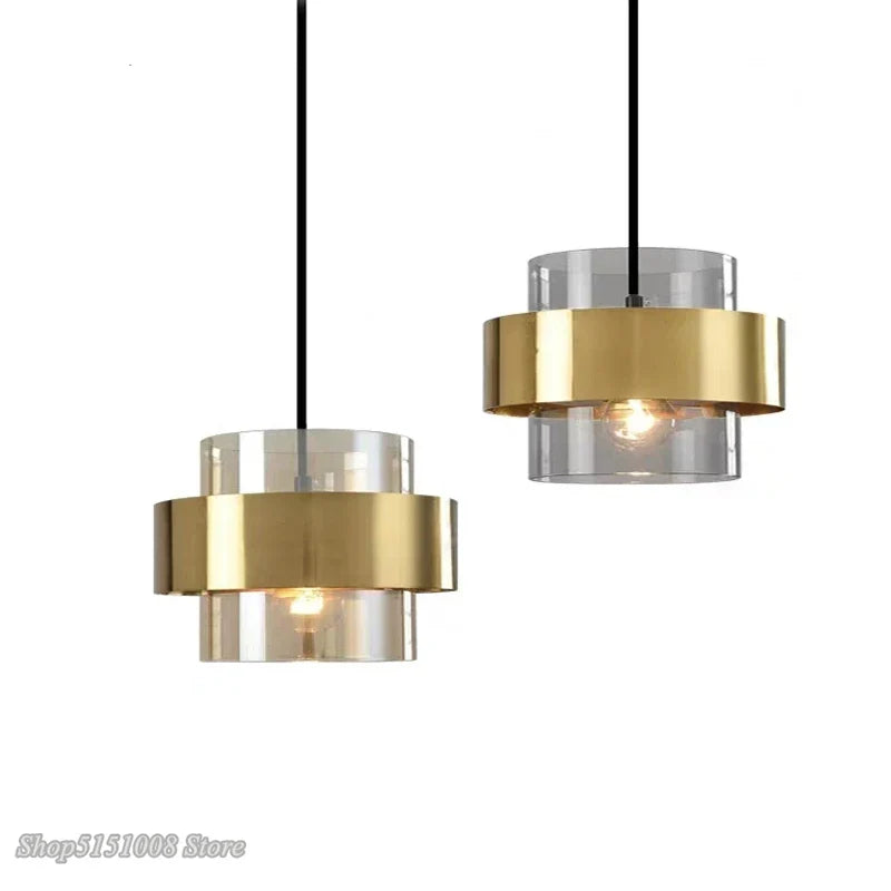 DecorBites™ Gold Glass LED Pendant Lights: Modern Nordic Cylindrical Design for Home Decor Fixtures