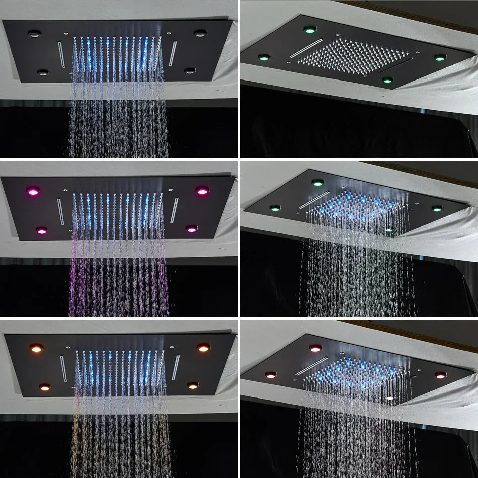DecorBites™ LED Luxury Ceiling Embedded Shower Head Rainfall Colorful Bathroom Showers 304SUS