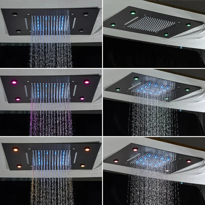 DecorBites™ LED Luxury Ceiling Embedded Shower Head Rainfall Colorful Bathroom Showers 304SUS