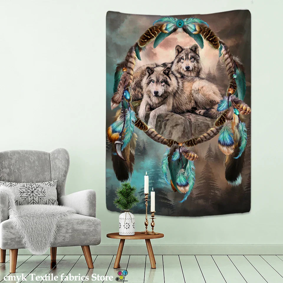 Decobites Wolf Tiger Lion Animal Tapestry Wall Hanging for Home Decor