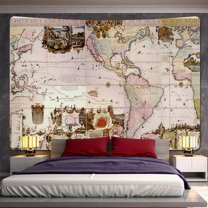 Decobites Medieval Map Bohemian Tapestry Wall Hanging for Home Decor