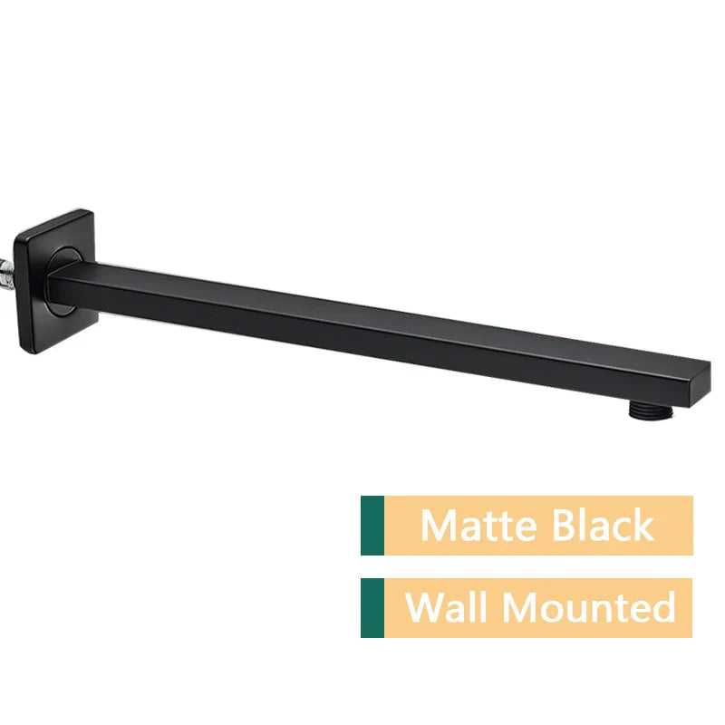 DecorBites™ Gold Stainless Steel Shower Arm & Head Holder Wall Mount Fixed Pipe