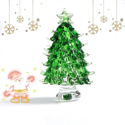DecorBites™ Crystal Christmas Tree Mini Figurine Handmade Glass Collectible Decoration