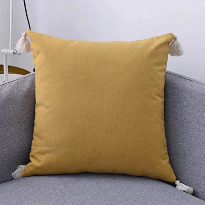 DecorBites™ Boho Style Tassel Pillow Cover Set for Sofa Bed, Beige Grey Blue Yellow
