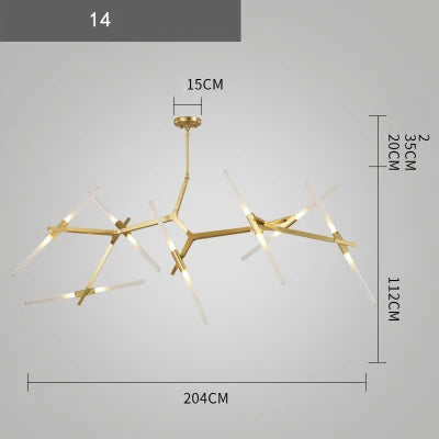 DecorBites™ Branch Suspension Pendant Light - Gold Black G9 LED Iron Glass Fixture