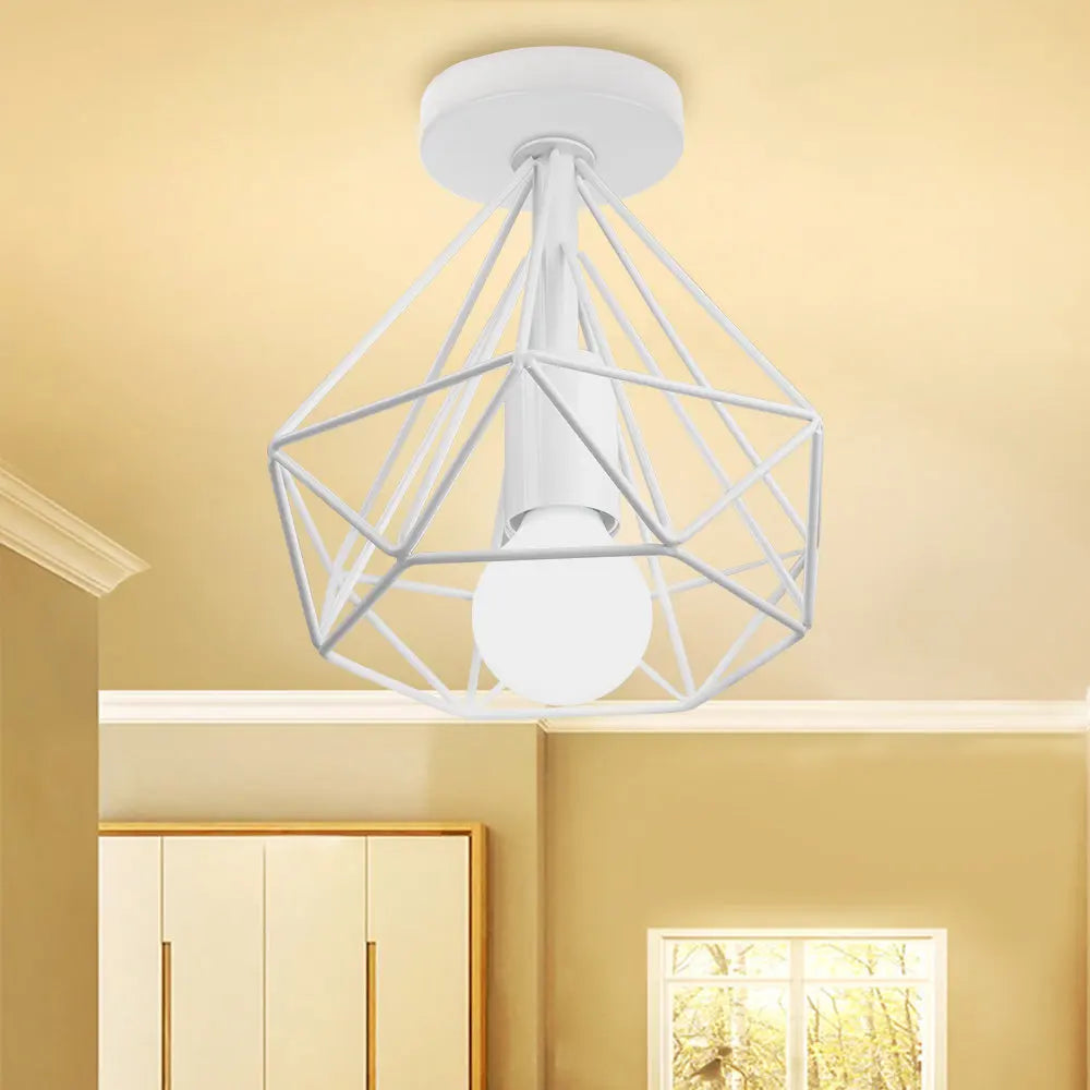 Lámpara de techo DecorBites™ con jaula de hierro, diseño nórdico retro para cocina o hogar.