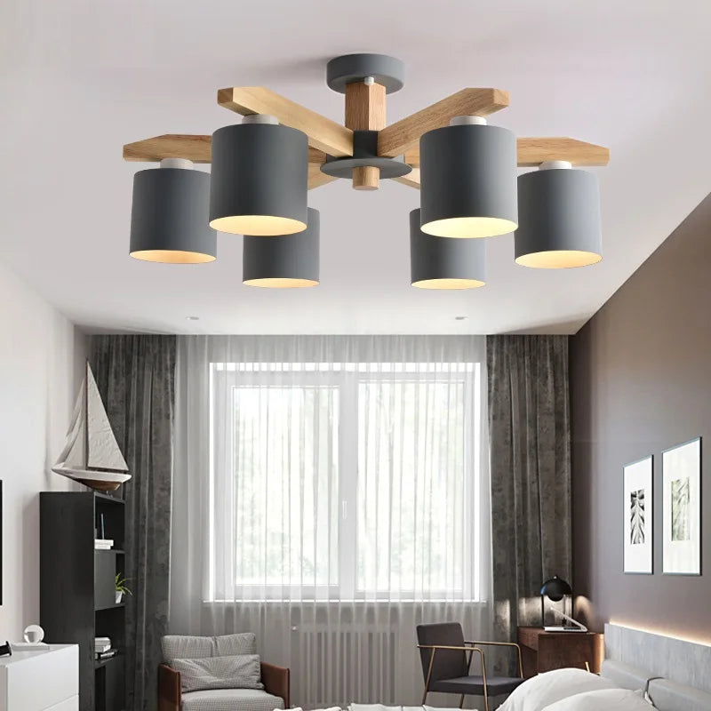 DecorBites™ Iron & Wood Chandelier: Kids Room & Kitchen Island Lighting Fixtures