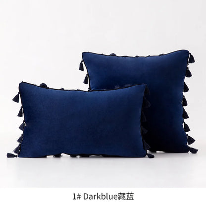 DecorBites™ Fringed Tassel Velvet Pillowcase 50x50cm/30x50cm in Popular Light Colors