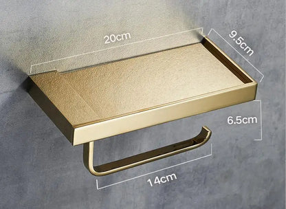 DecorBites™ Brass Toilet Paper Holder Gold Finish Tissue Box Rack for Bathroom