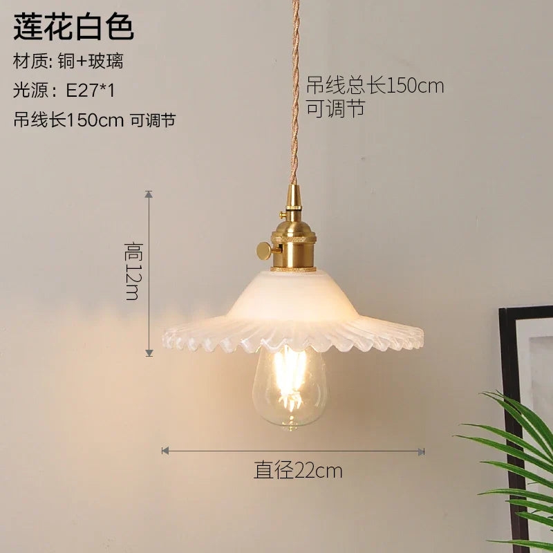 DecorBites™ Glass Copper Pendant Light: Modern Nordic Style Hanging Lamp for Kitchen, Dining, and Living Room