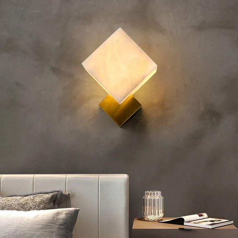 DecorBites™ Jade Wall Lamps: Modern LED Square Marble Lighting Fixtures for Home Decor