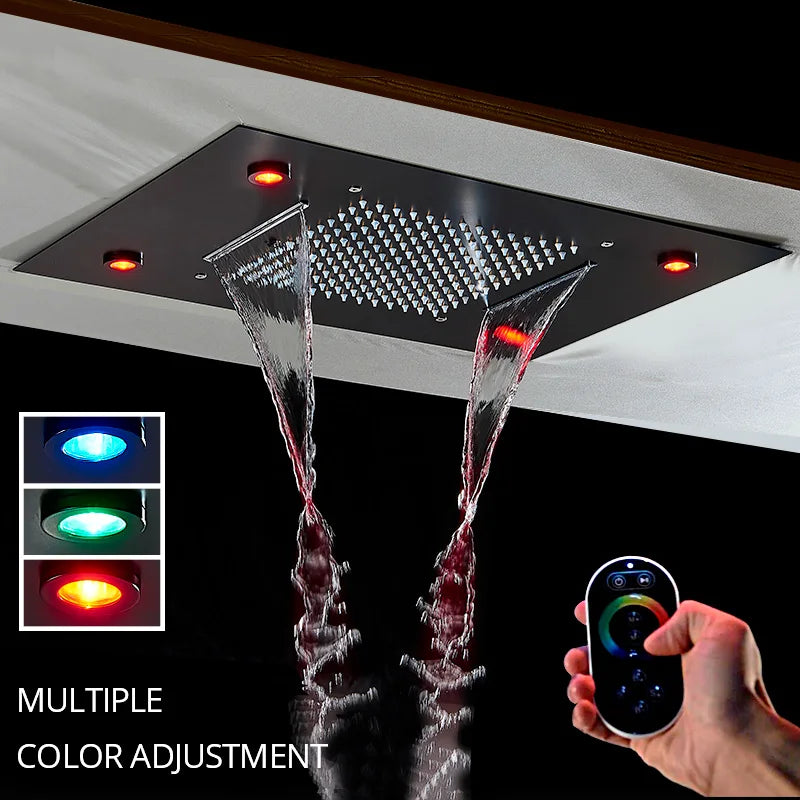 DecorBites™ LED Luxury Ceiling Embedded Shower Head Rainfall Colorful Bathroom Showers 304SUS