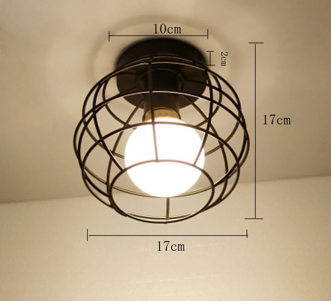 DecorBites™ Iron Cage Ceiling Light Modern Nordic Retro Black Loft E27 Home Lighting