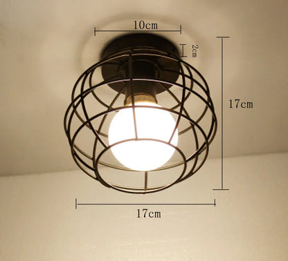 DecorBites™ Iron Cage Ceiling Light Modern Nordic Retro Black Loft E27 Home Lighting