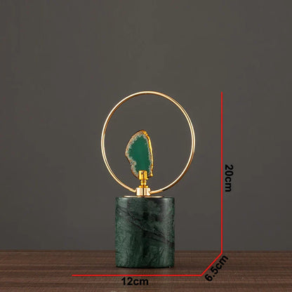 ديكوربايتس™ منحوتة فنية بقاعدة رخامية من عقيق الحرف اليدوية لخزانة الكتب في غرفة المعيشة