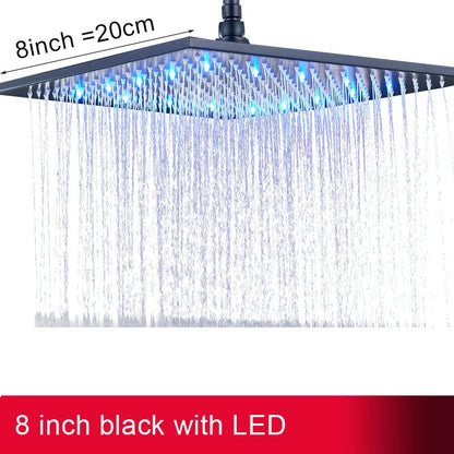 رأس دش DecorBites™‎ بإضاءة LED مربعة مقاس 16 بوصة - رأس دش نحاسي متغير اللون