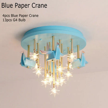 ديكوربايتس™ مصباح سقف للأطفال على شكل حصان ورقي من الراتنج - مصباح غرفة نوم LED أزرق وردي