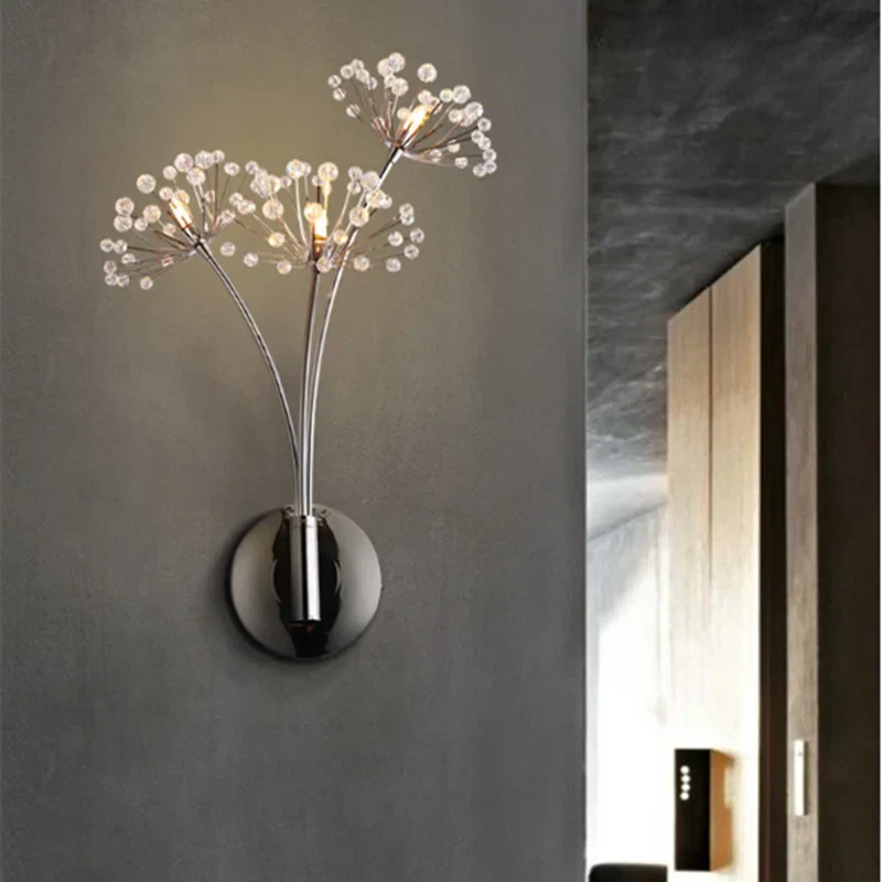 DecorBites™ Dandelion Crystal Flower Wall Lamp for Bathroom, Bedroom, Living Room.