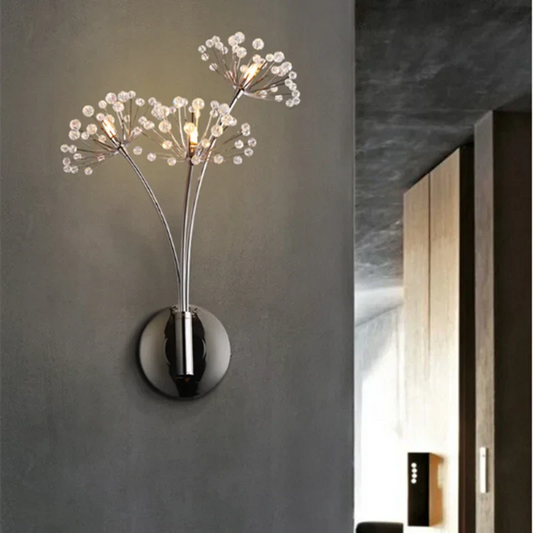 DecorBites™ Dandelion Crystal Flower Wall Lamp for Bathroom, Bedroom, Living Room.