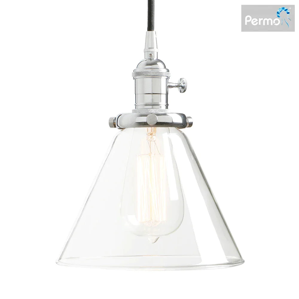 DecorBites™ Funnel Flared Glass Clear Glass Pendant Light Fixture