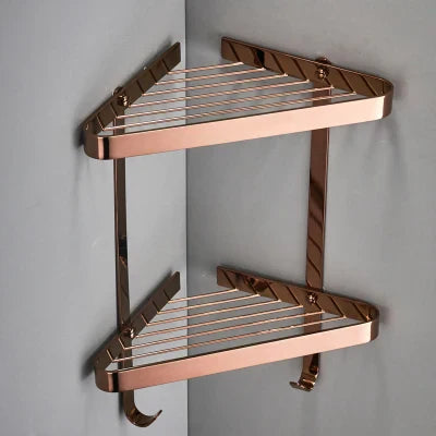DecorBites™ Brass Bathroom Shower Rack Wall Mounted Shelf