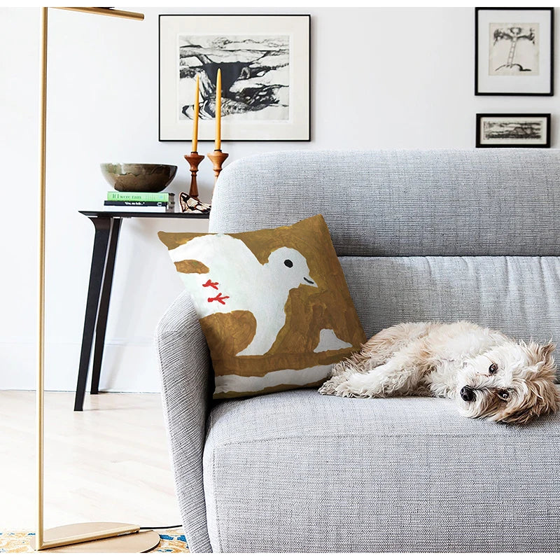 DecorBites™ Cute Dog Printed Designer Throw Pillow Cover for Living Room Sofa Decor