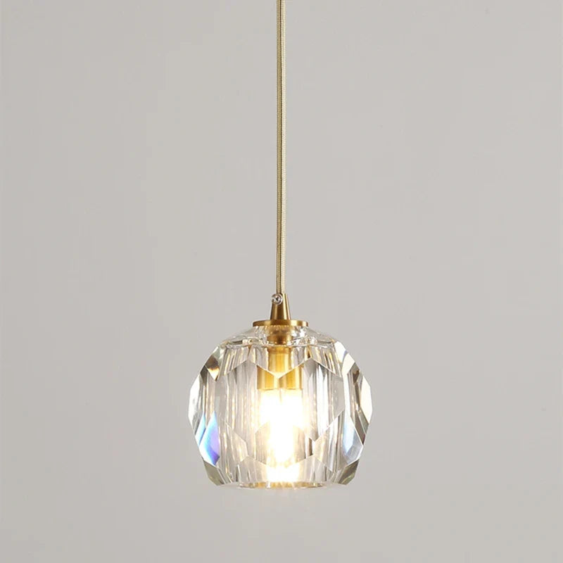 DecorBites™ Diamond Crystal Copper LED Pendant Chandelier for Stylish Indoor Lighting.