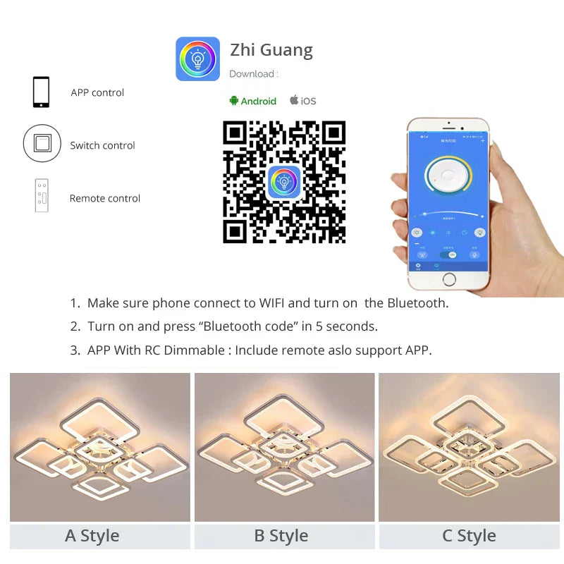 DecorBites™ LED Chandelier: Remote Dimmable Indoor Lighting for Bedroom, Restaurant, Living Room