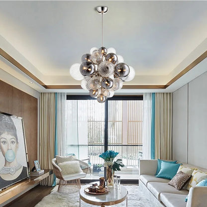 Lámpara colgante de araña LED con globo de cristal DecorBites™ para una sala de estar de lujo de estilo nórdico