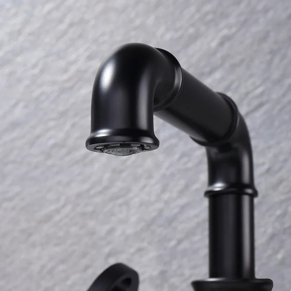 DecorBites™ Black Brass Bathroom Faucets Dual Handle Water Mixer Tap