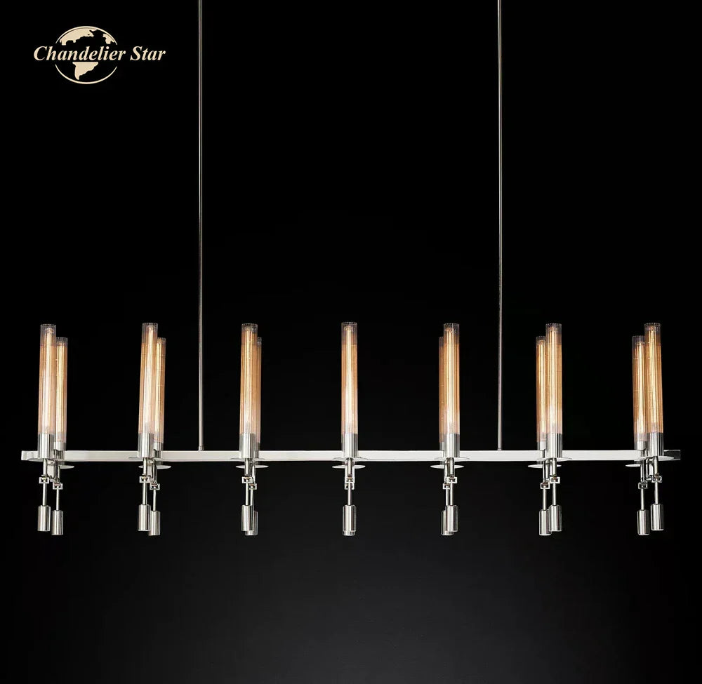 DecorBites™ Glass LED Linear Chandelier for Dining & Living Room, Kitchen Island Lighting