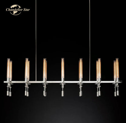 DecorBites™ Glass LED Linear Chandelier for Dining & Living Room, Kitchen Island Lighting