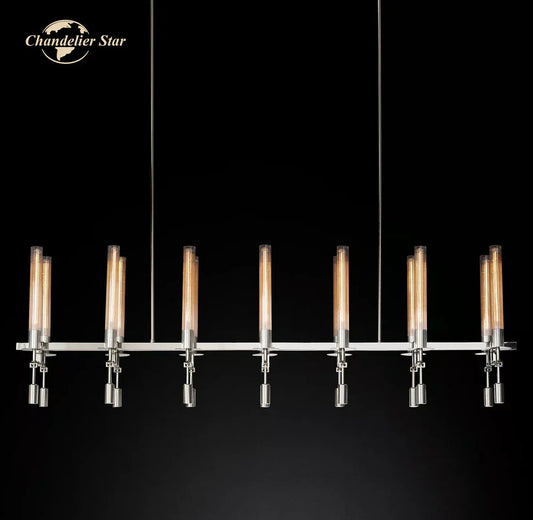 DecorBites™ Glass LED Linear Chandelier for Dining & Living Room, Kitchen Island Lighting
