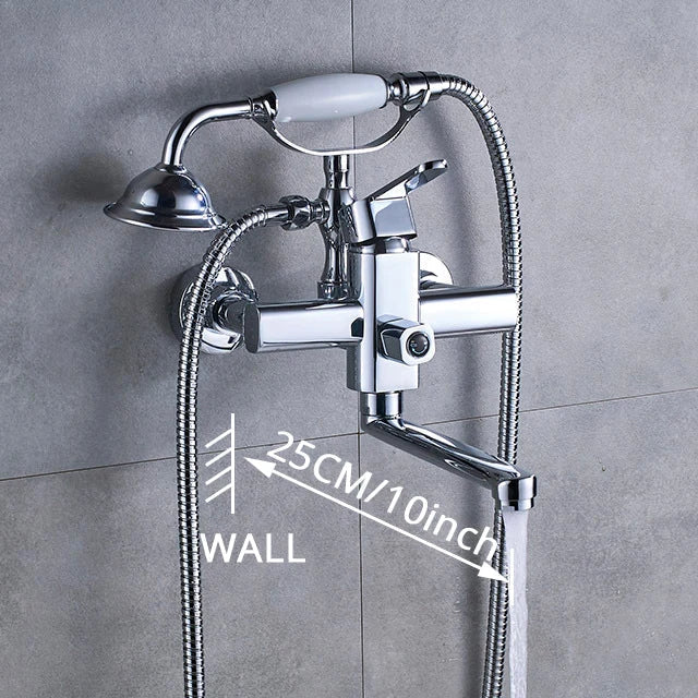 خلاط دش وحوض استحمام من DecorBites™ مصنوع من النحاس العتيق، مثبت على الحائط، مع فوهة دوارة 30 سم