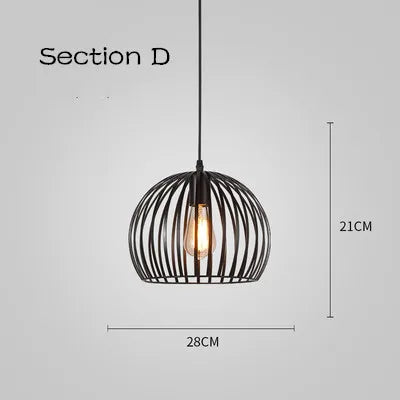 DecorBites™ Cage Light Frame Pendant Industrial Single Head Black Nordic Creative Fixture