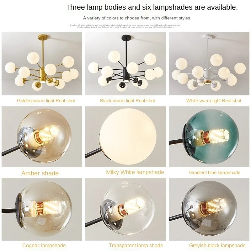 DecorBites™ Gold Branch LED Chandelier for Modern Living Room Decor