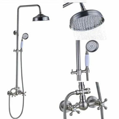 DecorBites™ Brushed Nickel Shower Faucet Set with Rainfall Shower Head & Hand Held Mixer
