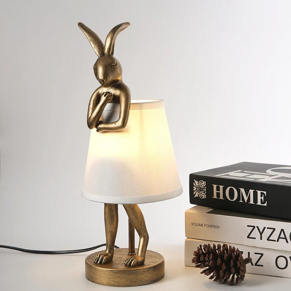 DecorBites™ Bathing Rabbit Resin Table Lamp for Living Room and Bedroom Decor