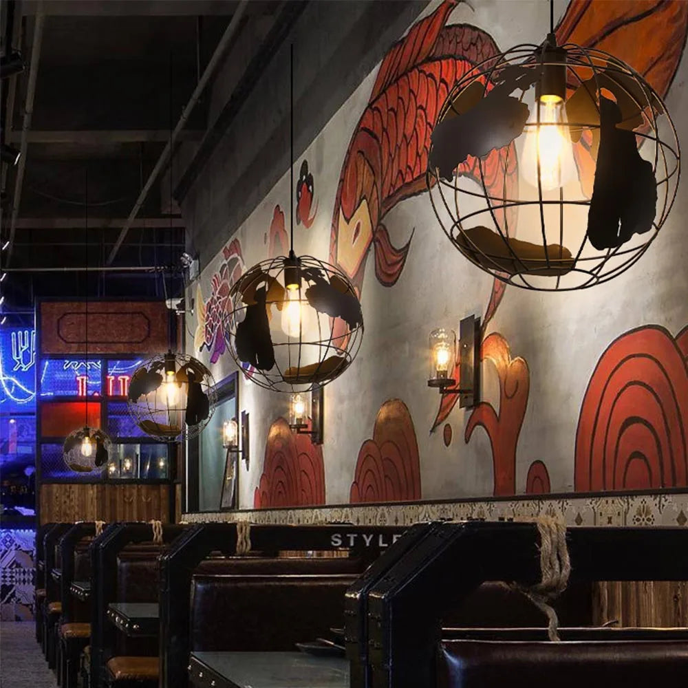 DecorBites™ Black Metal Industrial Ceiling Light with E27 Socket for Living, Bedroom, Dining Room