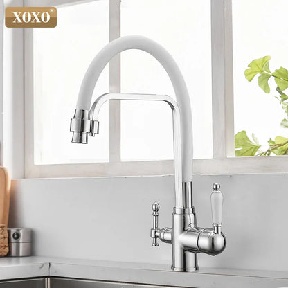 Decorbites™ Grifo de cocina montado en cubierta negra con rotación de 360° y filtro de agua pura