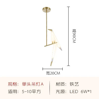 Lámpara de Araña Pájaro de Origami Jaula de Oro Decorbites™ - Accesorio de Iluminación Moderno para la Decoración del Hogar