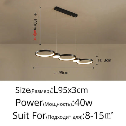 ثريا DecorBites™‎ LED ذات الحلقة السوداء لإضاءة غرفة المعيشة وغرفة النوم وقاعة الطعام