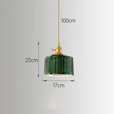 DecorBites™ Green Glass LED Chandelier: Minimalist Brass Hanging Lights