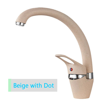 صنبور مطبخ نحاسي بيج من DecorBites™، صنبور دوار 360 درجة، صنبور خلاط بمقبض واحد