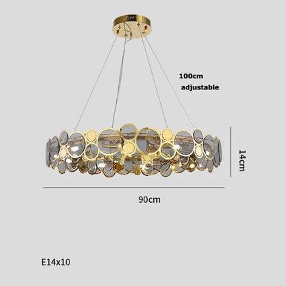 DecorBites™ Gold Iron Glass Chandelier Lighting for Dinning Room