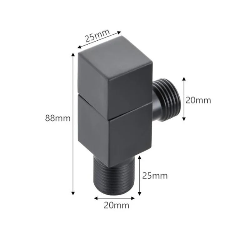 DecorBites™ Brus Gold Corner Valve, Stainless Steel Black Angle Valve for Bathroom Tap