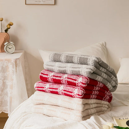 DecorBites™ Fluffy Stripe Plaid Blanket: Cozy Microfiber Home Decoration