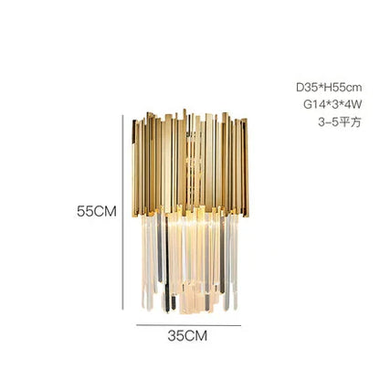DecorBites™ Golden Stainless Steel Crystal Chandelier for Elegant Foyer Lighting