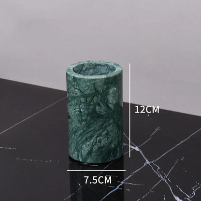 DecorBites™ Green Marble Bathroom Set: Dispenser, Dish, Holder, Tissue Box & Accessories